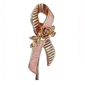 Avon Pink Ribbon Rose Breast Cancer Pin Brooch Woman’s Jewelry Cancer Awareness
